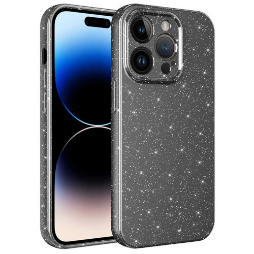 iPhone 14 Pro Kılıf Kamera Korumalı Simli Lüks Koton Kılıf - Gri