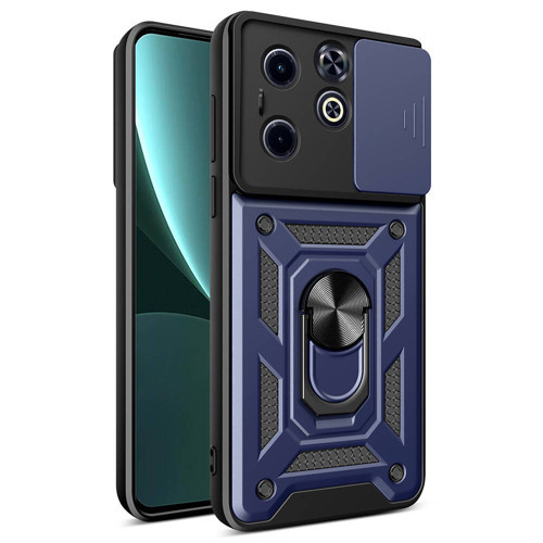 İnfinix Smart 8 Kılıf Magnetik Standlı Kamera Korumalı Sürgülü Vega Kılıf - Mavi