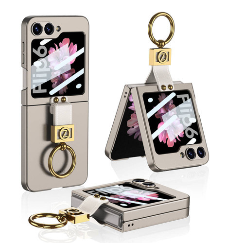 Galaxy Z Flip 6 Kılıf Z Harfli Yüzüklü Kıpta Kılıf - Titanyum-Gri