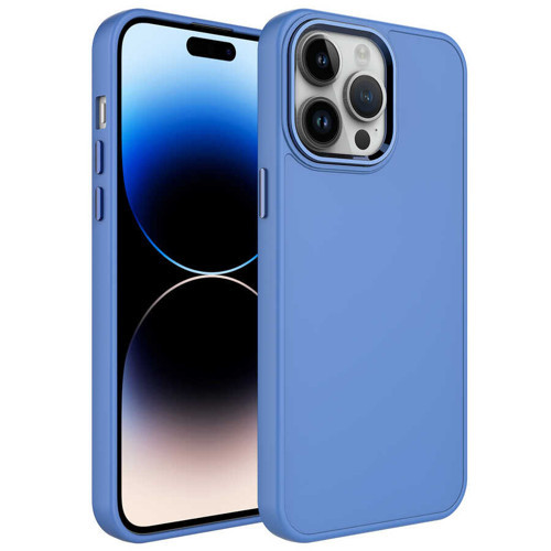 iPhone 13 Pro Kılıf Metal Çerçeve ve Buton Tasarımlı Silikon Luna Kılıf - Lavendery Gray