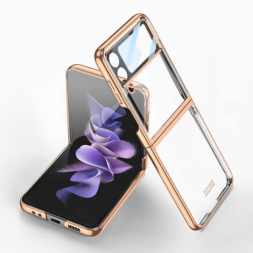Galaxy Z Flip 4 Kılıf Kıpta Lensli Kılıf - Gold