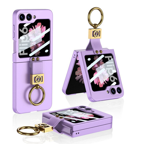 Galaxy Z Flip 6 Kılıf Z Harfli Yüzüklü Kıpta Kılıf - Lila