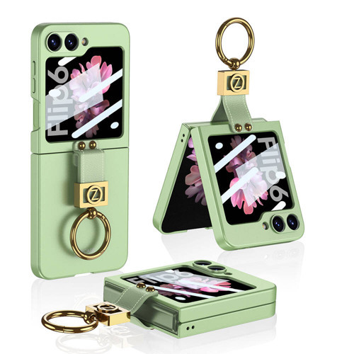Galaxy Z Flip 6 Kılıf Z Harfli Yüzüklü Kıpta Kılıf - Yeşil