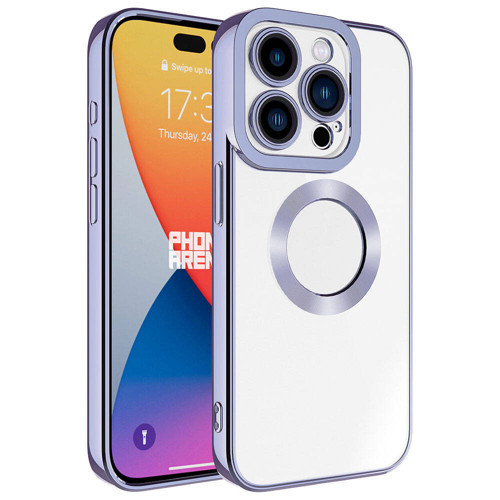 iPhone 15 Pro Max Kılıf Kamera Korumalı Logo Gösteren Omega Kılıf - Lila