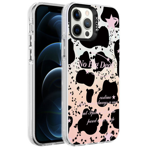 iPhone 12 Pro Max Kılıf Mermer Desenli Marbello Kılıf - Siyah-Beyaz