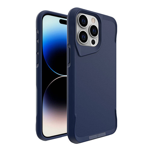 iPhone 15 Pro Max Kılıf Airbag Kenarlı T-Max Mat Standlı Kılıf - Lacivert