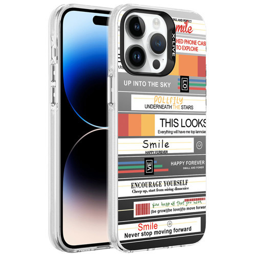 iPhone 14 Pro Max Kılıf Desenli Silver Sert Kılıf - Mottolar