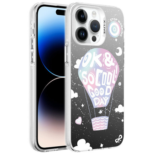 iPhone 14 Pro Max Kılıf Desenli Silver Sert Kılıf - Balon