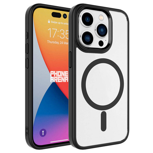 iPhone 15 Pro Max Kılıf Wireless Şarj Özellikli Krom M-safe Silikon Kılıf - Siyah