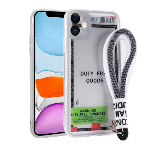 iPhone 11 Kılıf Desenli El Askılı İpli Astana Silikon Kılıf - Duty Free