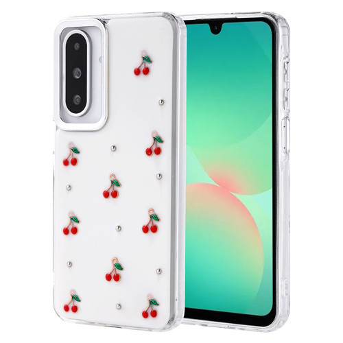 Galaxy A26 Kılıf Airbag Tasarımlı Simli Şeffaf Kutup Kılıf - Kiraz