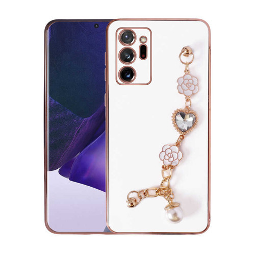Galaxy Note 20 Ultra Kılıf El Tutamaçlı Kamera Korumalı Taka Silikon Kılıf - Beyaz