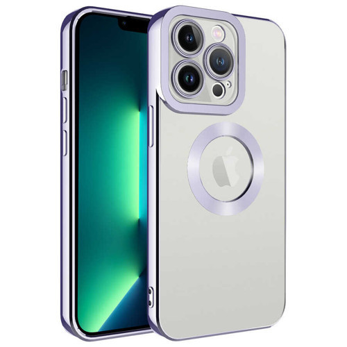 iPhone 12 Pro Kılıf Kamera Korumalı Logo Gösteren Omega Kılıf - Lila