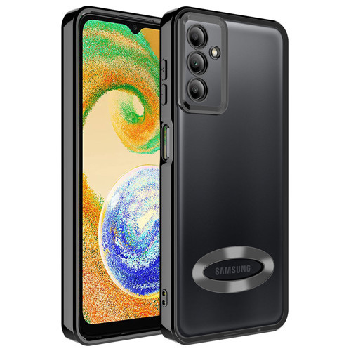 Galaxy A14 Kılıf Kamera Korumalı Logo Gösteren Omega Kılıf - Siyah