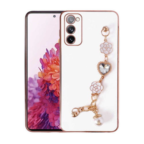Galaxy S20 FE Kılıf El Tutamaçlı Kamera Korumalı Taka Silikon Kılıf - Beyaz