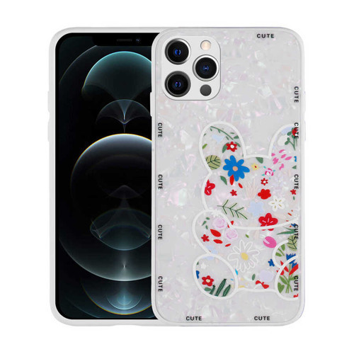 iPhone 12 Pro Max Kılıf Desenli Sert Silikon Mumila Kılıf - White Rabbit