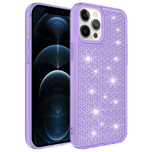 iPhone 12 Pro Max Kılıf Airbagli Parlak Tasarımlı Snow Kılıf - Mor