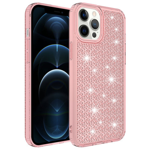iPhone 12 Pro Max Kılıf Airbagli Parlak Tasarımlı Snow Kılıf - Pembe