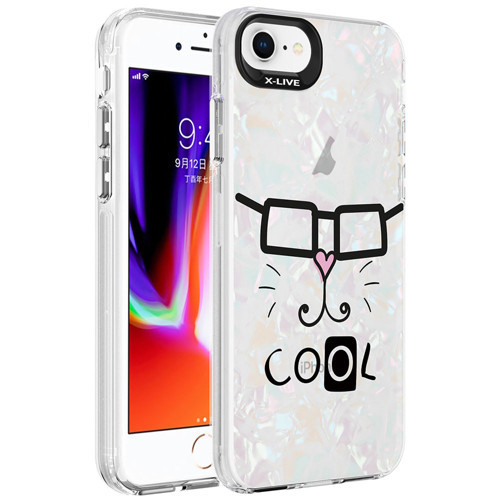 iPhone SE 2022 Kılıf Mermer Desenli Marbello Kılıf - Beyaz