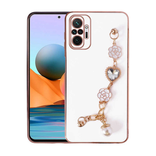 Xiaomi Redmi Note 10 Pro Kılıf El Tutamaçlı Kamera Korumalı Taka Silikon Kılıf - Beyaz
