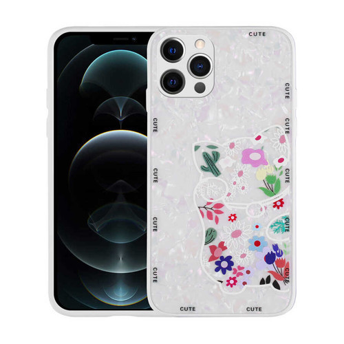 iPhone 12 Pro Max Kılıf Desenli Sert Silikon Mumila Kılıf - White Cat