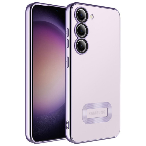 Galaxy S23 Kılıf Kamera Korumalı Logo Gösteren Omega Kılıf - Lila