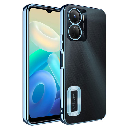 Vivo Y16 Kılıf Kamera Korumalı Logo Gösteren Omega Kılıf - Sierra Mavi