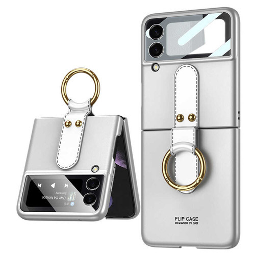 Galaxy Z Flip 3 Kılıf Flip Ring Kıpta Kılıf - Gümüş