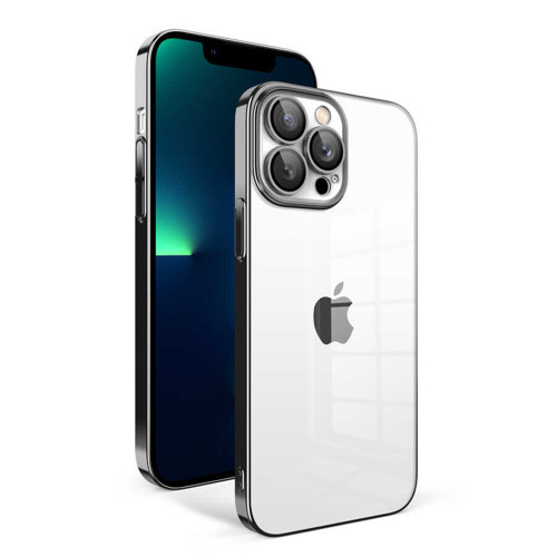 iPhone 13 Pro Max Kılıf Kamera Korumalı Renkli Çerçeveli Garaj Kılıf - Siyah