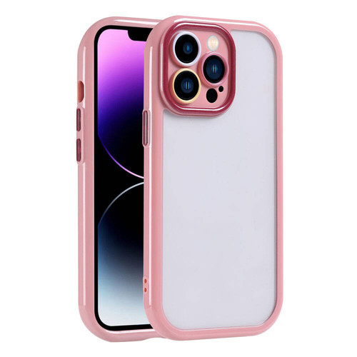 iPhone 14 Pro Max Kılıf Kamera Korumalı Renkli Kenar ve Çerçeve Tasarımlı Vitamin Kılıf - Mürdüm