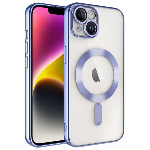 iPhone 14 Plus Kılıf Kamera Korumalı M-safe Wireless Şarj Özellikli Demre Kılıf - Lila