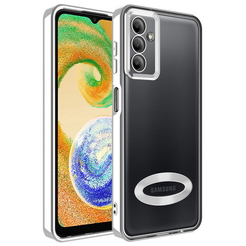 Galaxy A54 Kılıf Kamera Korumalı Logo Gösteren Omega Kılıf - Gümüş