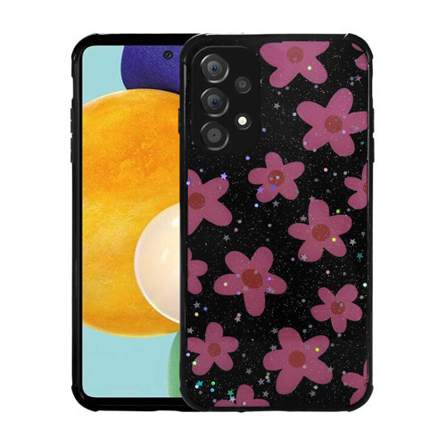 Galaxy A23 Kılıf Simli Desenli Kamera Korumalı Parlak Popy Kılıf - Çiçek