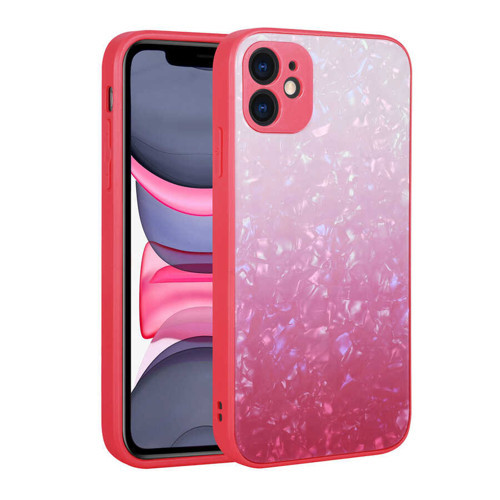 iPhone 11 Kılıf Renk Geçişli Mermer Desenli Sert Silikon Granit Kılıf - NO6
