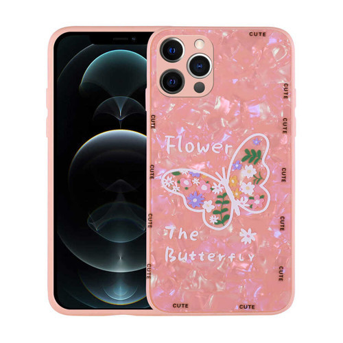 iPhone 12 Pro Max Kılıf Desenli Sert Silikon Mumila Kılıf - Pink Flower