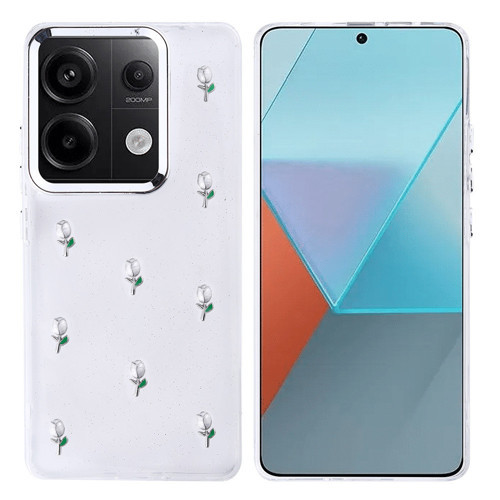 Xiaomi Redmi Note 13 Pro 4G Kılıf Airbag Tasarımlı Simli Şeffaf Kutup Kılıf - Lale