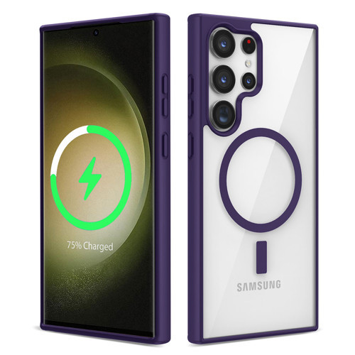 Galaxy S22 Ultra Kılıf M-safe Wireless Şarj Özellikli Silikon Ege Kılıf - Mor
