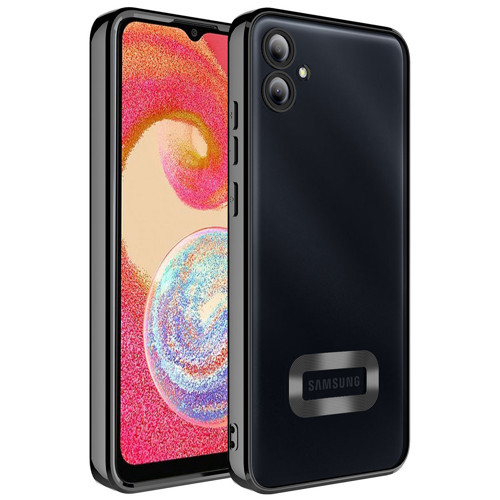 Galaxy A04E Kılıf Kamera Korumalı Logo Gösteren Omega Kılıf - Siyah
