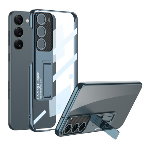Galaxy S23 Plus Kılıf Kamera Korumalı Şeffaf Tasarımlı Lego Standlı Kılıf - Mavi