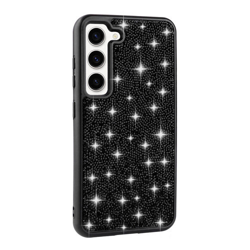 Galaxy S23 Kılıf Parlak Taşlı Tasarım Pırlanta Kılıf - Siyah