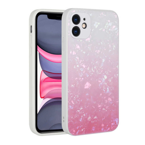 iPhone 11 Kılıf Renk Geçişli Mermer Desenli Sert Silikon Granit Kılıf - NO1