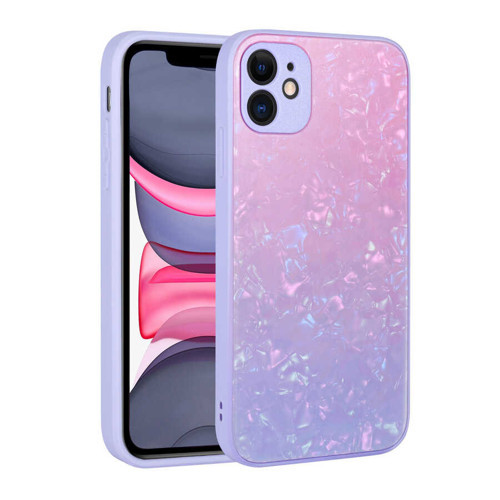 iPhone 11 Kılıf Renk Geçişli Mermer Desenli Sert Silikon Granit Kılıf - NO2