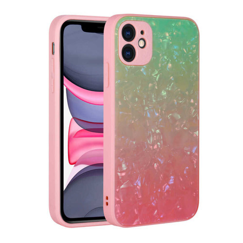iPhone 11 Kılıf Renk Geçişli Mermer Desenli Sert Silikon Granit Kılıf - NO4