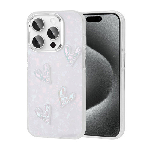 iPhone 15 Pro Kılıf Kabartma Figürlü Parlak Eralli Silikon Kılıf - Kalp