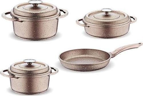 Nostalji 7 Parça Granit Döküm Tencere Seti Bakır