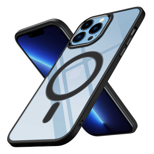 iPhone 12 Pro Kılıf Wireless Şarj Özellikli Krom M-safe Silikon Kılıf - Siyah