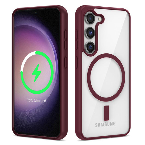 Galaxy S22 Plus Kılıf M-safe Wireless Şarj Özellikli Silikon Ege Kılıf - Koyu Kırmızı