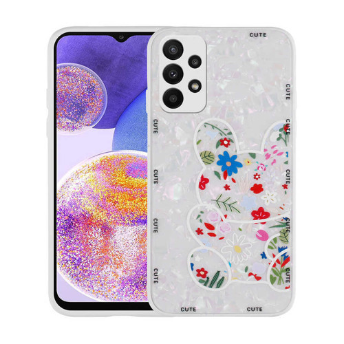 Galaxy A23 Kılıf Desenli Sert Silikon Mumila Kılıf - White Rabbit