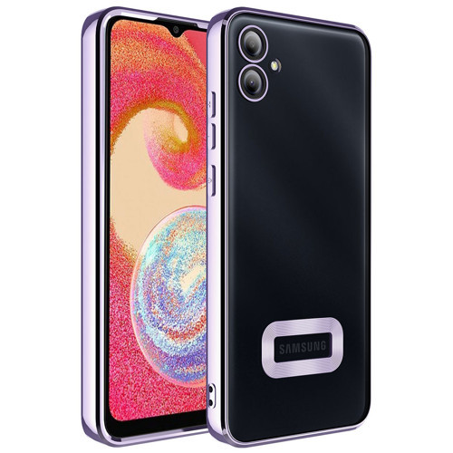 Galaxy A04E Kılıf Kamera Korumalı Logo Gösteren Omega Kılıf - Lila