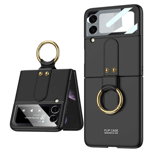 Galaxy Z Flip 3 Kılıf Flip Ring Kıpta Kılıf - Siyah